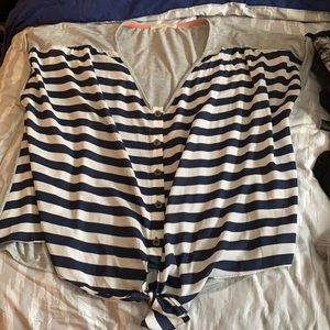 Blue and white striped shirt
